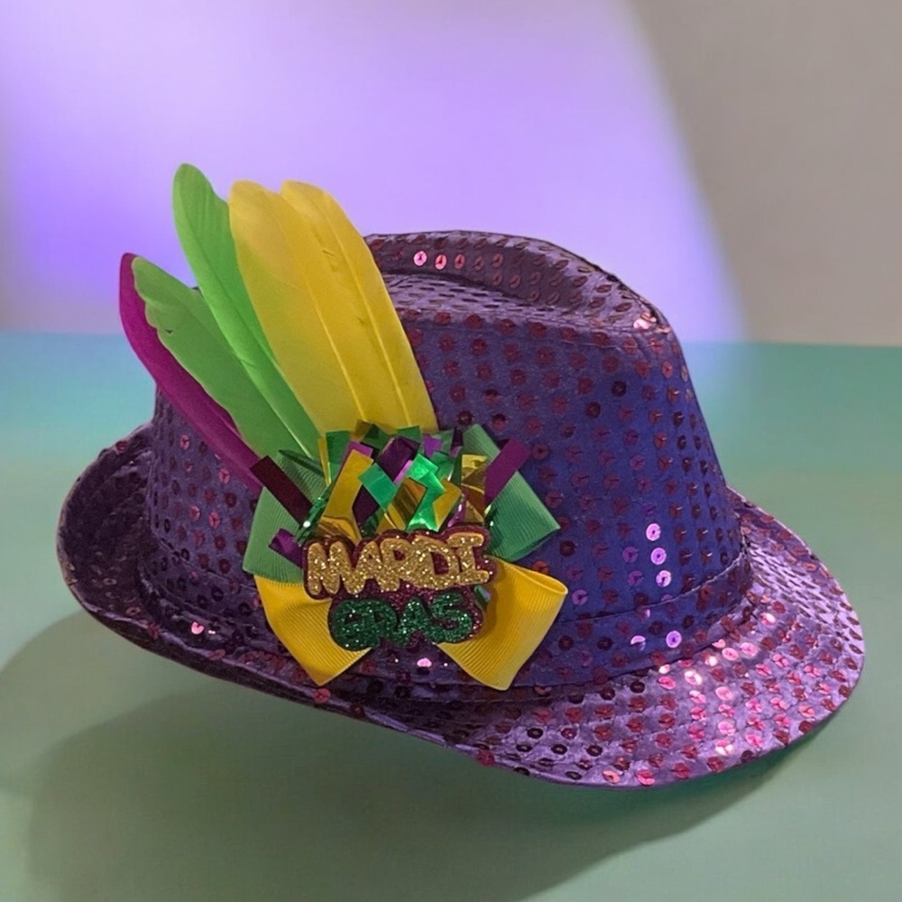 Mardi Gras Purple Sequined Fedora Hat